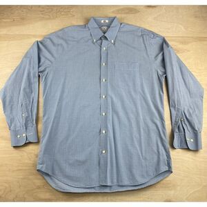 Peter Millar Shirt Mens Large Blue Teal‎ Plaid Button Up 100% Cotton